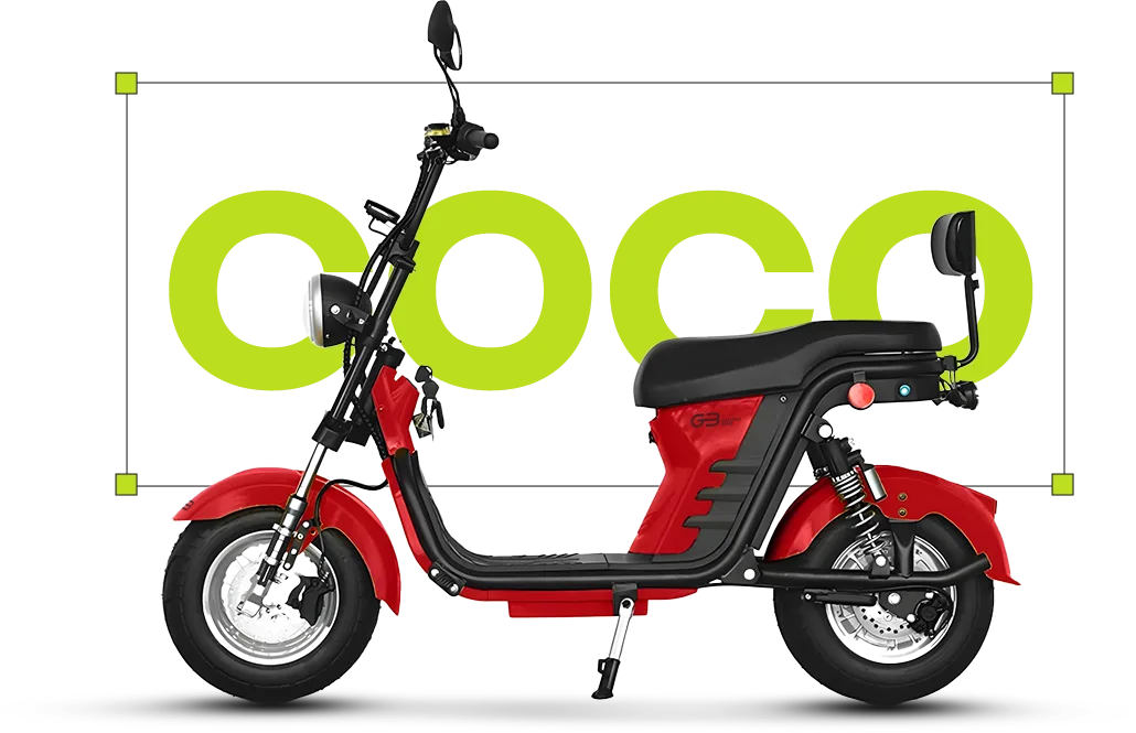 Scooter elétrica G3 Mini Coco vermelha de perfil